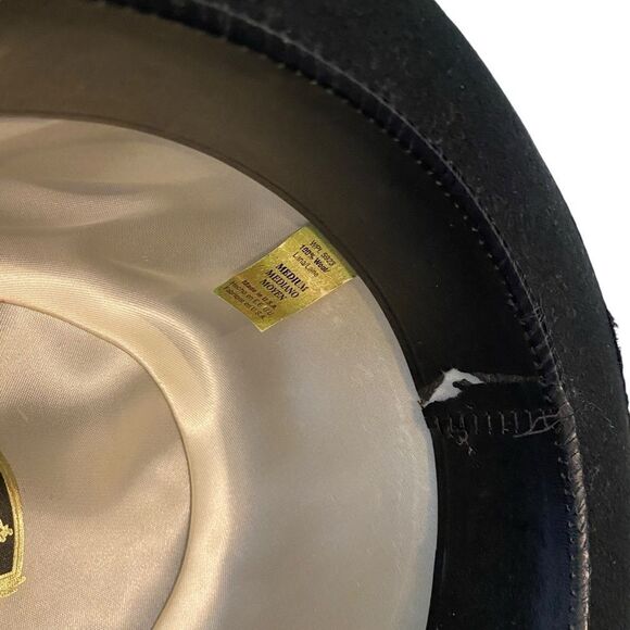 The Godfather Derby Black Hat 100% Wool in Men's Size Medium Made in USA - Picture 6 of 7